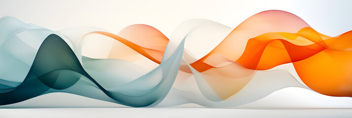 Colorful Abstract Flowing Wave Shapes on White Background- wide banner