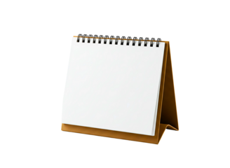 Blank brown desk calendar mockup isolated on transparent background