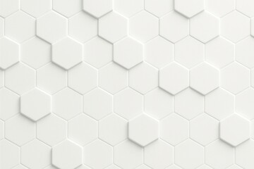 Fototapeta premium White hexagonal wall texture, minimal 3D geometric abstract background for modern design