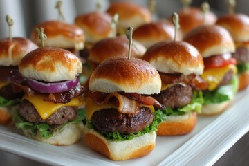 Mini burger tower with layers of flavor