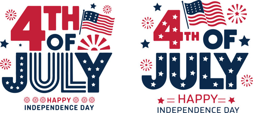 Happy American 4th of July Independence Day Typography t shirt design, United States July holiday celebration. Vector illustration. - Powered by Adobe