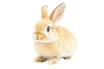 Obraz premium Studio portrait of adorable fluffy rabbit with transparent background in high-resolution PNG cutout for Easter designs, children’s book illustrations, web graphics, and versatile digital art projects