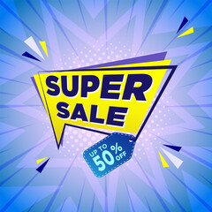 Super sale Discount banner. Special offer sale banner template with halftone, gradient background. Sale label and discounts background, Discount Promotion marketing poster design for web and Social.