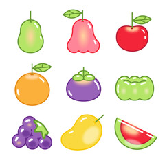 Colorful Fruit vector-Luk Chup style