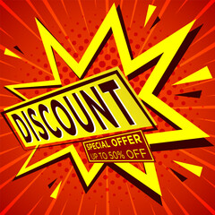 Discount banner. Special offer sale banner template with halftone, gradient background. Sale label and discounts background, Discount Promotion marketing poster design for web and Social.