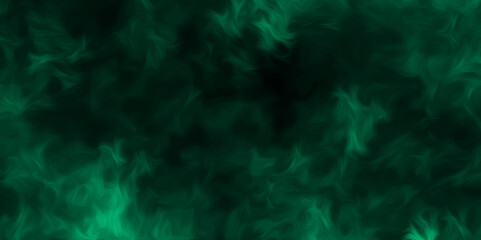 Colorful abstract aquamarine smoke isolated on black background. Dark green flame textured illustration design. Abstract emerald colored art smoke on black background. Mist flowing design on a dark.