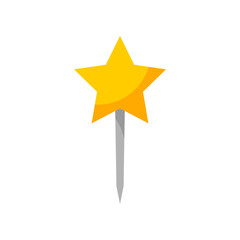 Yellow star needle pin icon flat vector design