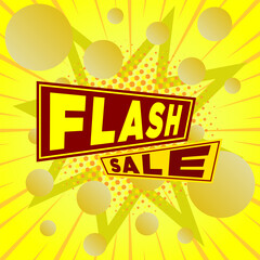 flash sale banner template design with yellow abstract halftone background for web or social media.