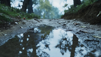 Peaceful Mountain Lake Lies Under