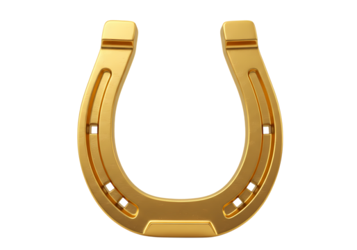 Golden Horseshoe Symbol of Luck and Prosperity isolated on transparent baackground