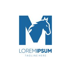 Letter M Initial Horse Logo Design Vector Icon Graphic Emblem Symbol Image Illustration 