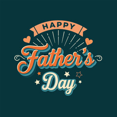 Layered Father's Day Typography Illustration on Dark Teal Background
