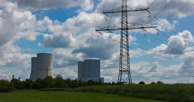 A decommissioned coal-fired power plant near Leipzig, Germany. Part of the energy transition (&ldquo;Energiewende&rdquo;) as the country shifts towards renewable energy to fight climate change. 4k Timelapse 