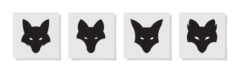 Abstract silhouette logo of arctic fox head, arctic fox head logo with minimalist design