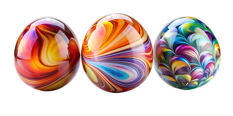 Obraz premium colourful easter egg set abstract easter eggs isolated on white background PNG,AI GENERATED
