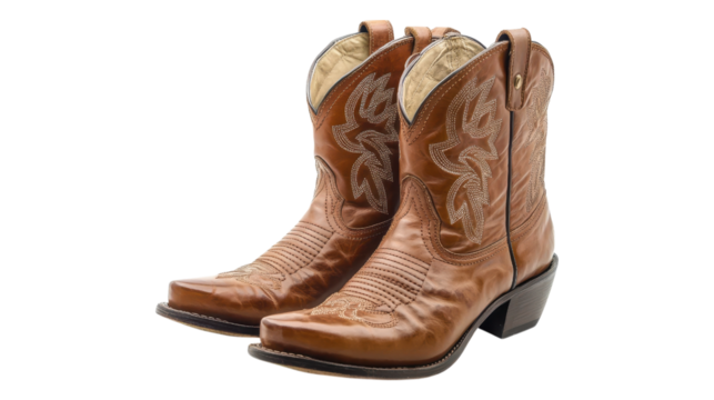 Exquisite Pair of Brown Leather Cowboy Boots