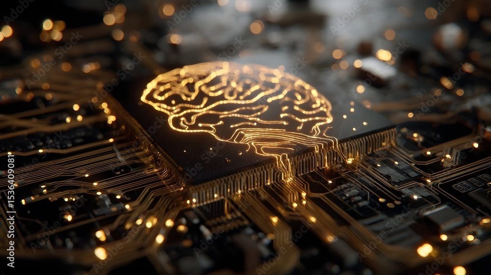 Poster microchip circuit resembling a brain