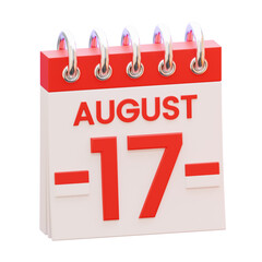 3D August 17 Calendar Illustration