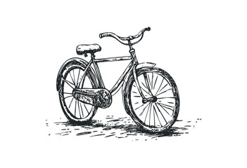 Obraz premium Vintage bicycle illustration with classic design and thin frame. Vector retro hand drawn illustration