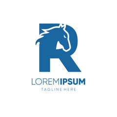Letter R Initial Horse Logo Design Vector Icon Graphic Emblem Symbol Image Illustration 