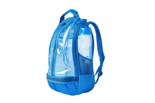 Stylish Transparent Blue Backpack with Water Bottle - Powered by Adobe