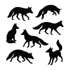 Fox Silhouette Vector Set  Wildlife Animal Poses Collection