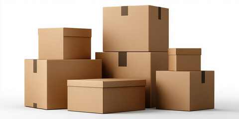 Five Stacked Carton Boxes for Storage or Delivery
