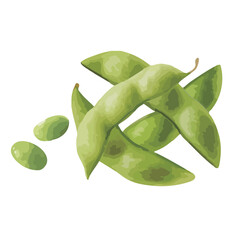 水彩で描いた枝豆のイラスト