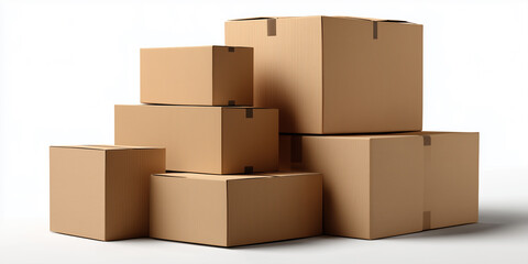 Obraz premium Shipping Boxes in a Compact Stacked Layout