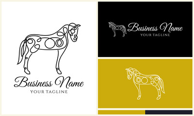 Horse Line Art Logo Design.