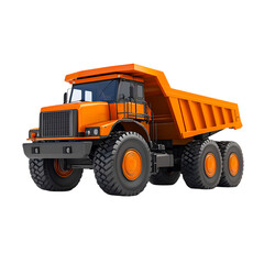 Obraz premium Powerful Orange Mining Dump Truck Isolated on Black Background