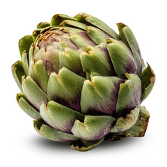 Fresh whole artichoke isolated on transparent background. Captured in high detail, perfect for food design, cooking, or health-related content.