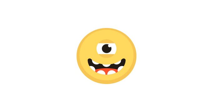 Animated icon of a Cyclops character &mdash; a one-eyed mythical creature often found in fantasy stories, legends, and video games. Ideal for use in fantasy-themed projects, character animation packs, mobil