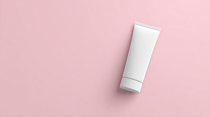 Minimalist Cosmetic Tube Mockup on Soft Pink Background