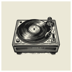 Turntable vintage hand drawing vector 03