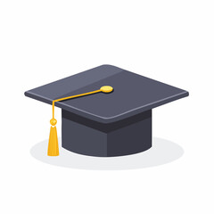 A simple illustration of a graduation cap with a gold tassel, isolated on white.