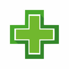 Fototapeta premium A green and white cross symbol representing healthcare and medical assistance.