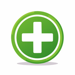 Obraz premium Green circle containing a white plus sign, suggesting addition or healthcare.