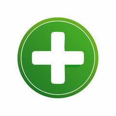 Obraz premium A green circle containing a white plus sign, centered on a white background.