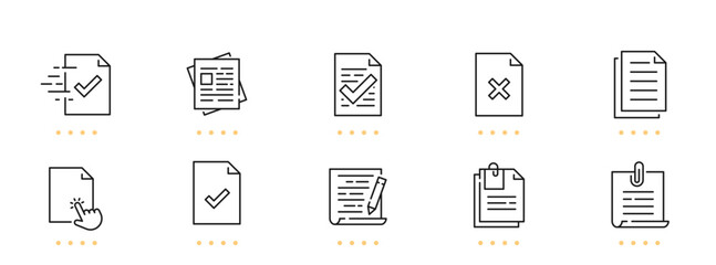 Document related line icons. Editable stroke
