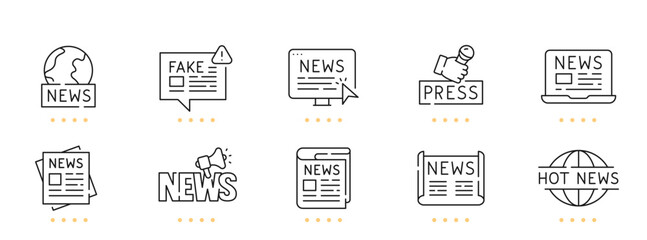 Mass media related line icons. Editable stroke