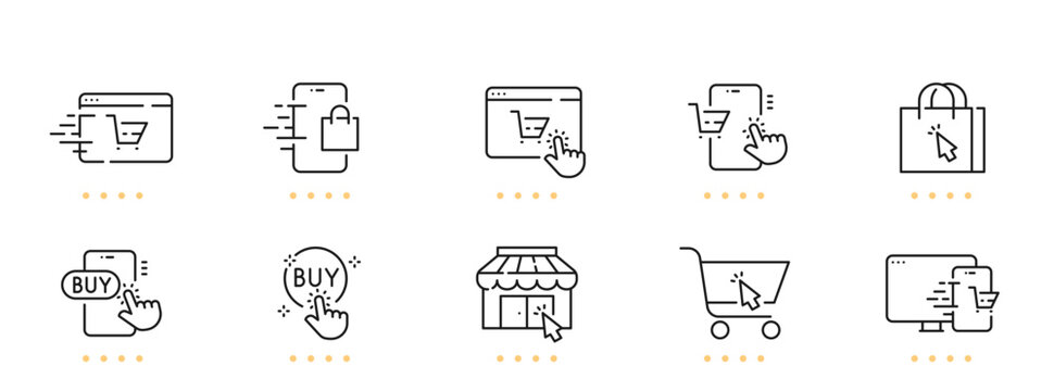 Online shopping related line icons. Editable stroke