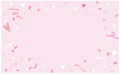 かわいいハート紙吹雪背景フレーム素材