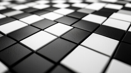 Minimalist Black and White Cube Mosaic Tessellation with Soft Diffused Lighting on a Clean Background