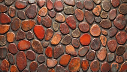 Close-up view of a decorative stone mosaic.