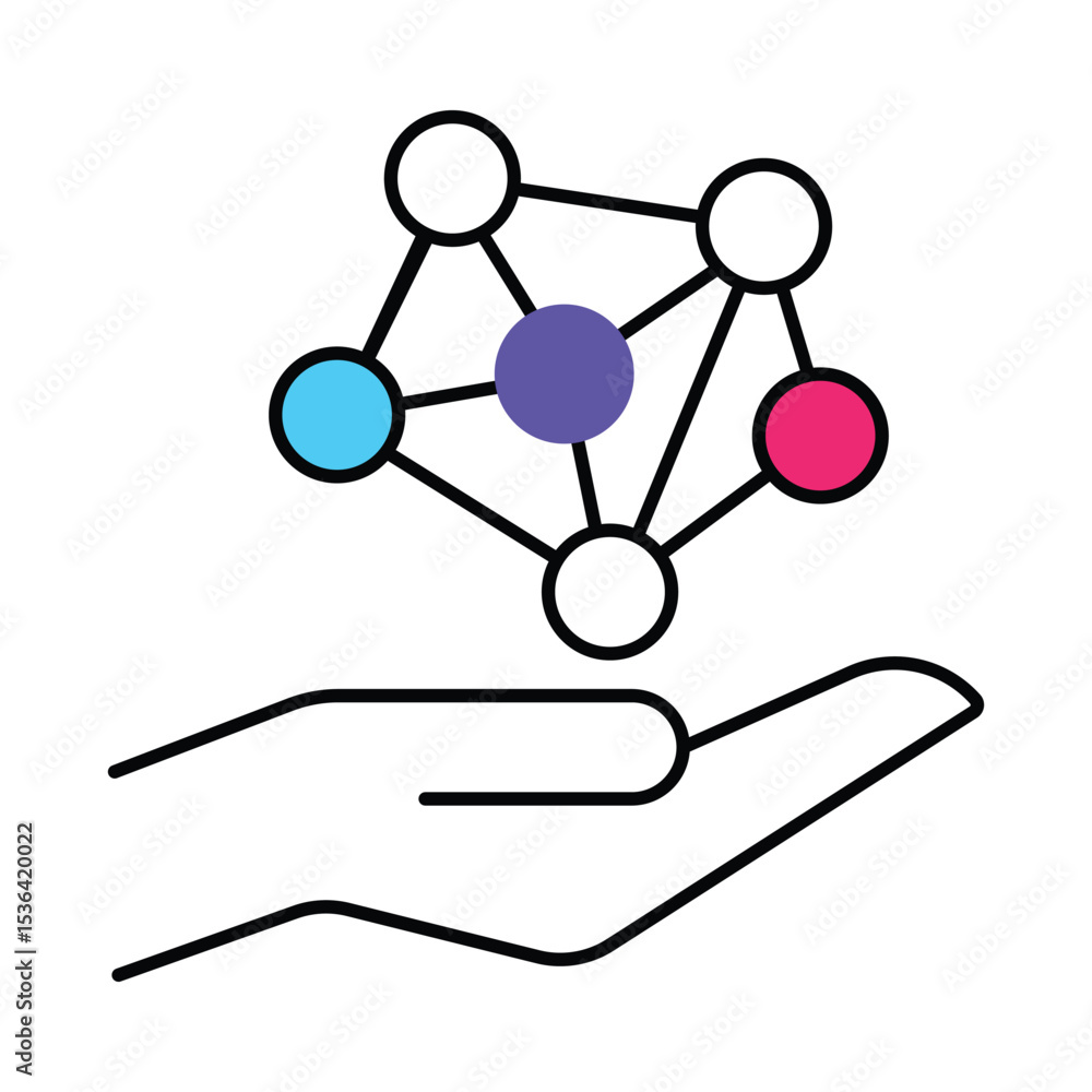 Poster neural network vector filled outline illustration style icon. eps 10 file
