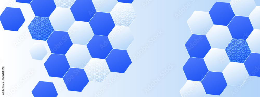 Poster blue and white hexagonal patterns creating a modern and geometric background. great for website desi