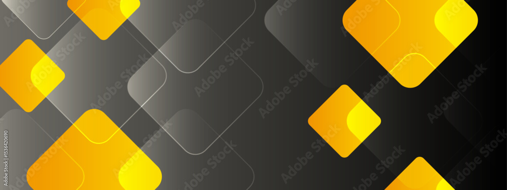 Poster overlapping yellow and gray squares on a black background. suitable for modern design projects, abst