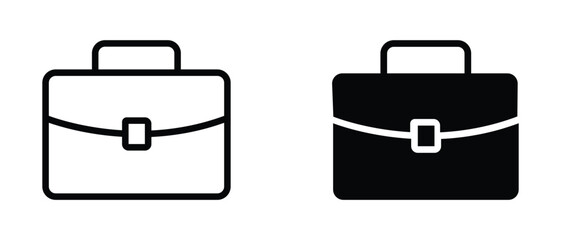 Briefcase vector icon. Bag, portfolio symbol. Briefcase icon black and white. Flat icon isolated on the white background. Vector illustration.