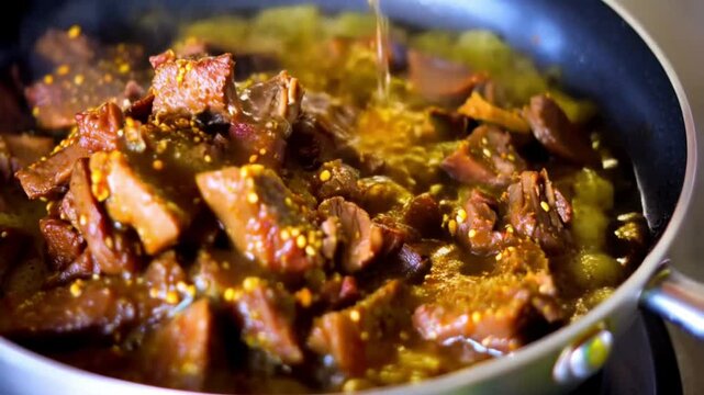 Spicy beef curry, 4K video